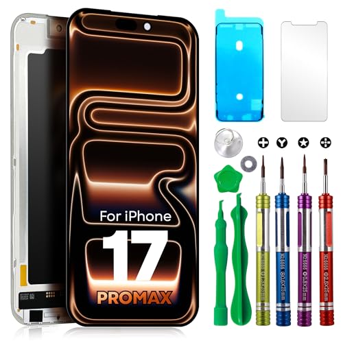 Ace Tech Cellular Soft OLED Screen Replacement for iPhone 17 Pro Max (A3257/A3525/A3527/A3526) 6.9 Display with Touch digitizer Frame Repair kit Tempered Glass & Adhesive Included