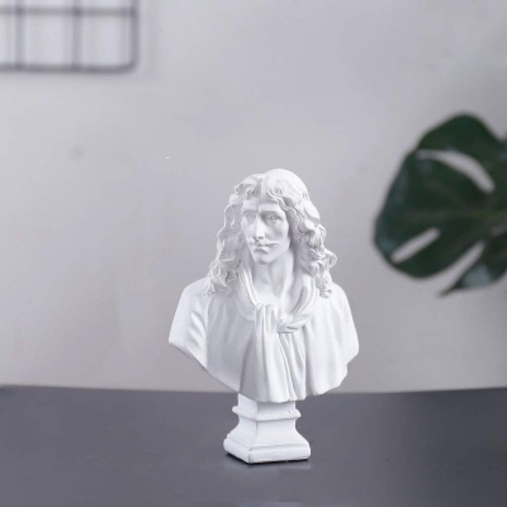 WLVG Bust Figurine Statue, Mini Moliere Head Statue Resin Plaster Sculputure Comedy Actor Figure Statue Classic Figurine Decor For Painting-d 15x11cm(6x4inch)