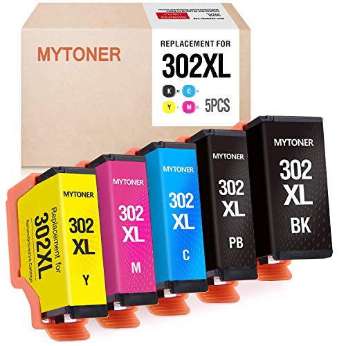 MYTONER Remanufactured Ink Cartridge Replacement for Epson 302xl T302XL 302 T302 Ink for Expression Premium XP-6000 XP-6100 Printer (Black, Photo Black, Cyan, Magenta, Yellow, 5-Pack)