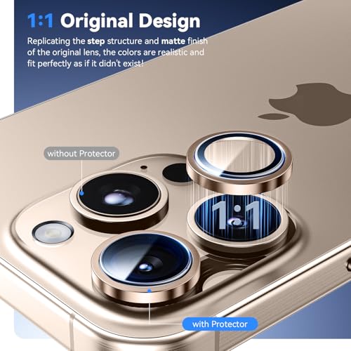 Image of Supershieldz CAM-Guard 3D Camera Lens Protector Ring for iPhone 16 Pro Max | 16 Pro, Keep Original Design and Color, 9H Hardness, Easy Installation - Desert Titanium