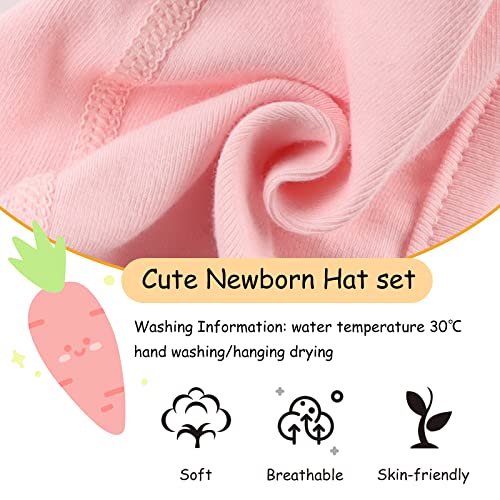 Image of JANGANNSA Newborn Baby Hospital Hat Infant Set Head Cap Lovely Ears Belt Beanie 0-8Months