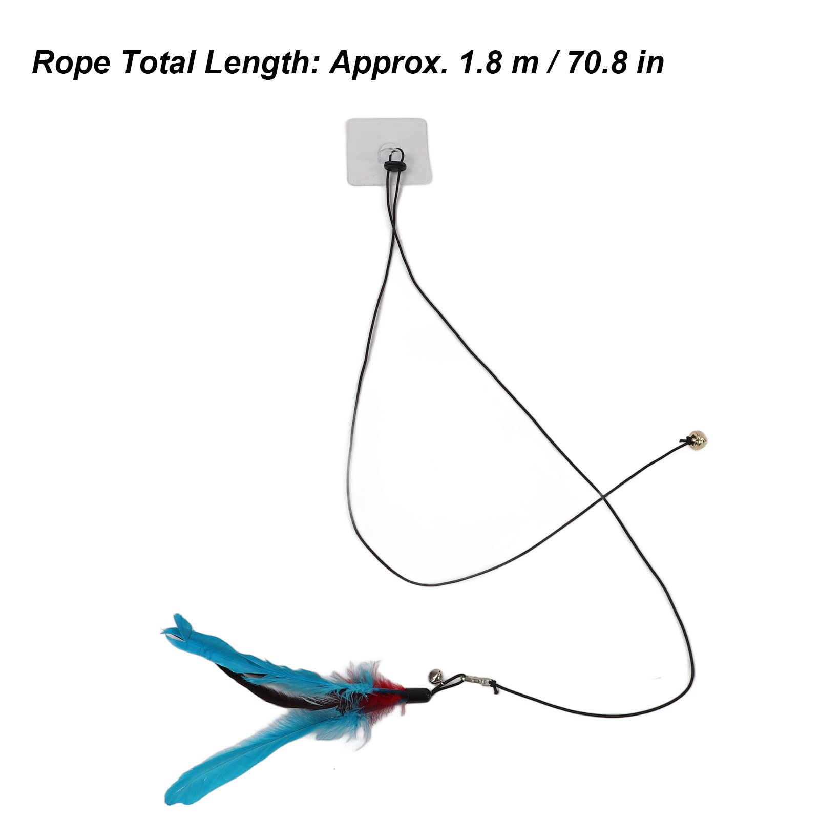 Juguete Divertido para Colgar para Gatos, Juguete Interactivo con Plumas y Ratón, Longitud de Cuerda Ajustable, para Hacer Ejercicio para Gatos para Interiores y Exteriores, Material de