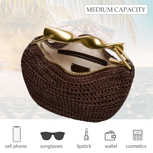 Mini Straw Crossbody Bags for Women Summer Beach Satchels Purse Woven Top-Handle Clutch Handbag with 2 Shoulder Straps3
