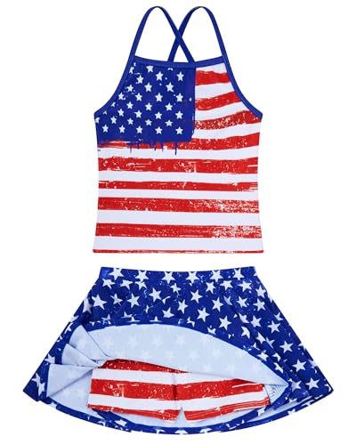Image of Girls Tankini Swimsuit Two Piece Bathing Suit with Adjustable Strap 3-13 Years