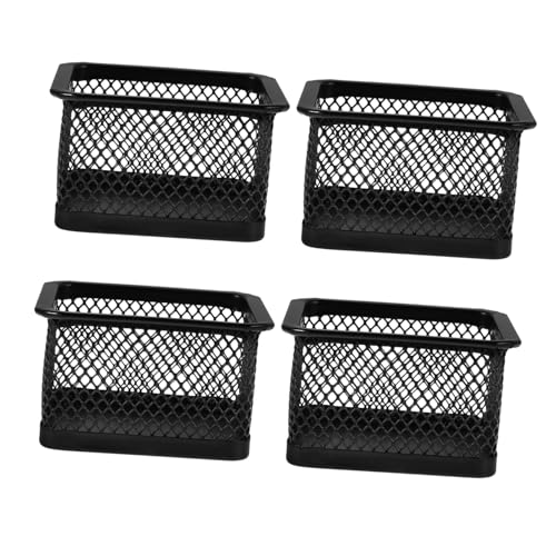 PRETYZOOM 4pcs Square Mesh Paper Clip Organizer Pen Holder Office Desk Organizer for School Supplies Iron Mesh Storage Box for Office Desks