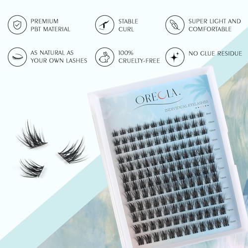 Oreola Individual Lashes 144Pcs Volume Cluster Eyelash Wispy D Curl False Lashes Extension Natural Look DIY at Home Easy to Use for Beginner(MIX8-16MM) - Image 2