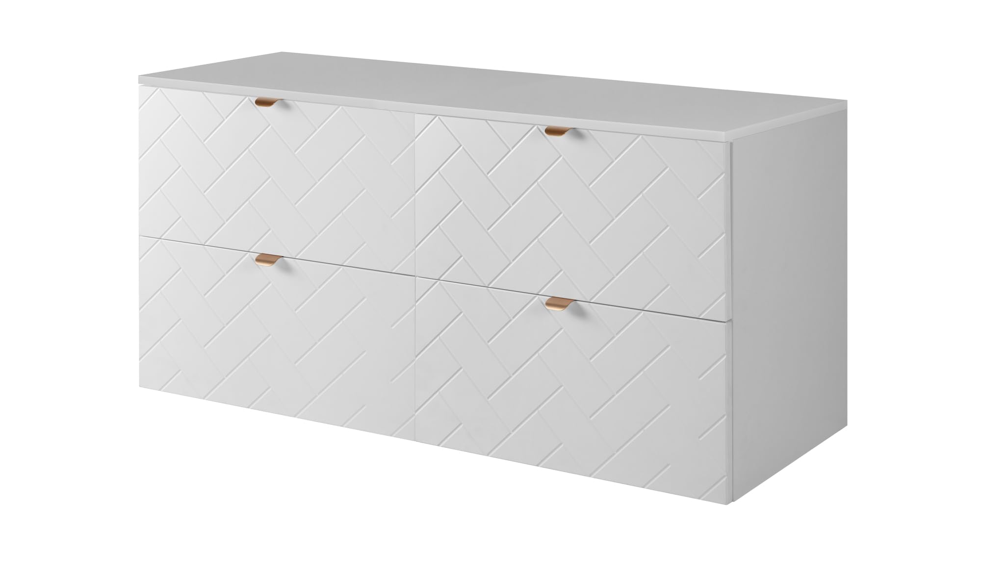 3xE living Mobile Bagno Sottolavabo Sospeso 120 cm, con Piano, Bianco, Maniglie Oro, 120 x 46 x 57 cm