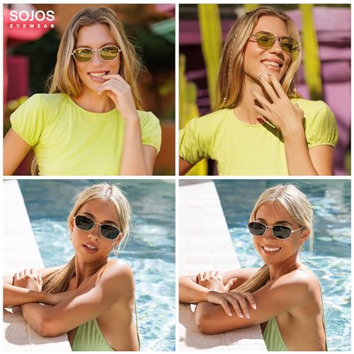 SOJOS Retro Oval Polarized Sunglasses for Women Men Vintage 90s Style Womens Mens Sunnies Sun Glasses SJ12452