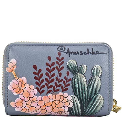 Image of Anuschka Credit Card & Business Card Holder - Genuine Leather, Hand-painted Original Artwork - Holds 11 cards, Desert Garden, One Size, Credit and Business Card Holder 1110