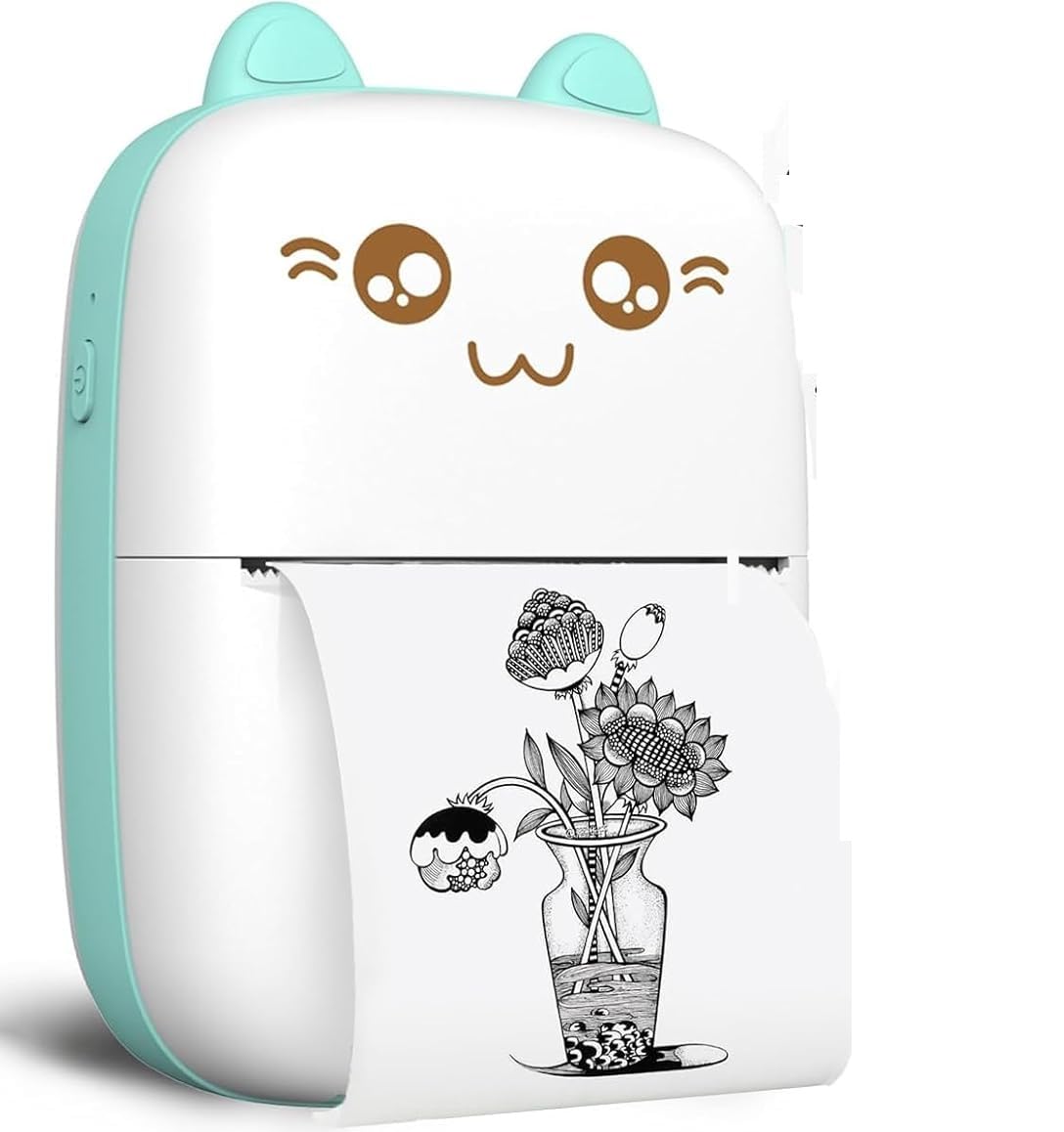 MAXXLITE Mini Bluetooth Thermal Printer, Portable Label Printer Inkfree Printer for Android & iOS System, Black on White Thermal Printer with Roll of Print Paper, Stickers.