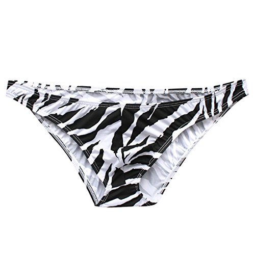 Moily Men's Sexy Low Rise T-Back Panties Zebra Stripe Novelty Bulge Pouch Underwear