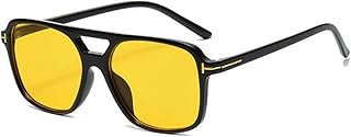 SARGE Gafas de Sol cuadradas Vintage 2022 para Mujer, Gafas de Sol Retro de Marca con Espejo, Gafas de Sol para Mujer, Negro, Amarillo, Moda, Colores Caramelo