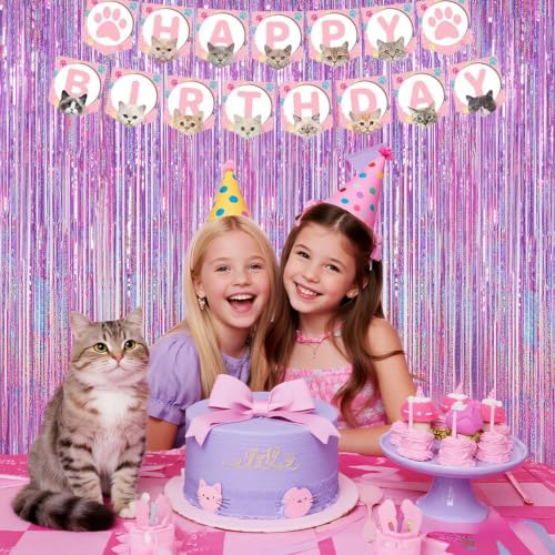 Image of Shimmering Purplish Pink Foil Fringe Curtains for Party Decor - Tinsel Backdrop for Photoshoot, Party Wall Decor with Glitter Streamers for Weddings, Baby Showers, Birthdays & Stage Events