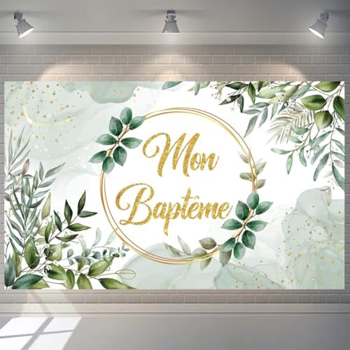 Yontree Banderole et Bannière de Baptême - Décoration pour Fille et Garçon - Mon Baptême