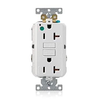 Leviton GFNT2-HGW 20A-125V Extra-Heavy Duty Hospital Grade Non-Tamper-Resistant Duplex Self-Test GFCI Receptacle, White, 20-Amp