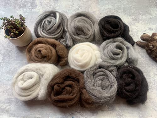 Heidifeathers Drop Spindle Spinning Kit - With Natural Wool #TOP4