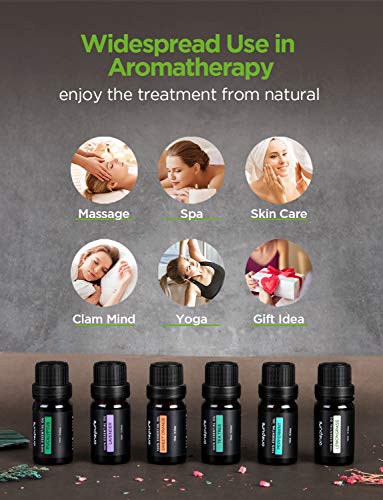 Onepure Essential Oils, 6 X 10Ml Essential Oils Gift Set For Diffuser Humidifier Massage Aromatherapy (Lavender, Tea Tree, Eucalyptus, Lemongrass, Orange, Peppermint) #TOP3