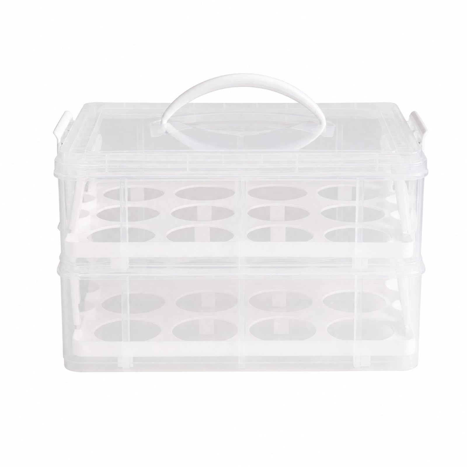 Gralara Scatola per Cupcake con Maniglia Impilabile, Resistente, Dolci con Manico, per Pasticceria, Pasticceri, Bianco, Stile B