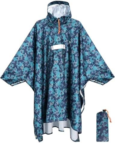 ANYOO Leichter Wasserdichter Regenponcho mit Ärmeln & Reflektoren Mehrzweck | Belüftet, Ripstop, Wiederverwendbar, Kompakt, mit Kapuze & Tasche, für Outdoor Wandern Fahrrad Camping