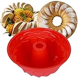 Silicone Round Bread Fluted Cake Pan Set of 2,Non-stick 9 Inch Fluted Tube Cake Baking Kitchen Pan,Fluted Round Bread Pan for Jello,Gelatin,Chiffon Cake,Pound Cake