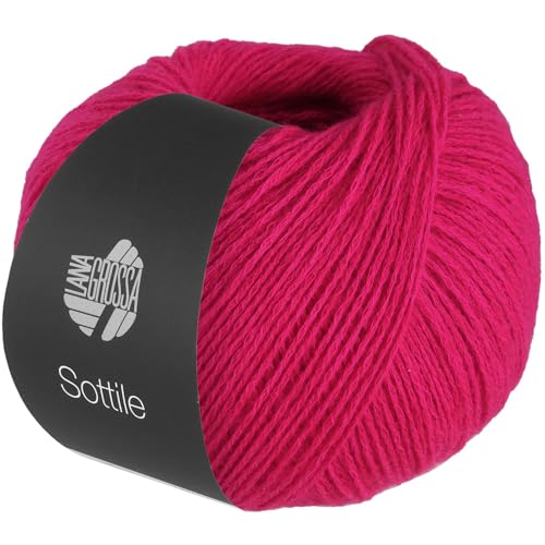 LANA GROSSA Sottile | Zarte Netzgarnstruktur aus Baumwolle, gefüllt mit feinen Merinofasern | Handstrickgarn aus 85% Baumwolle & 15% Schurwolle (Merino) | 50g Stricken & Häkeln | 250m Garn FB5