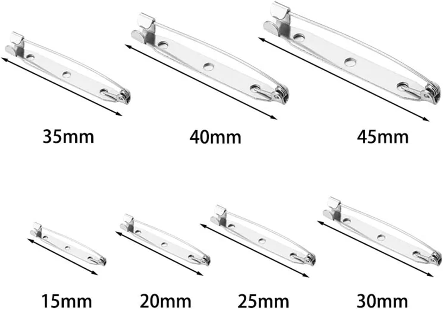 Locking Pin Backs 500pcs Brooch Clip Base Pins Safety Lock Blank Settings Needles for DIY Jewelry Making Findings(Rhodium,35mm 500pcs)