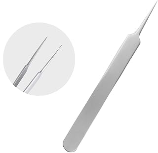 Blackhead Splinter Remover Tweezers Silver Professional Stainless Steel Blackheads Needle Ingrown Hair Splinter Pointed Tweezers for Eyebrow Hairs And Splinter Removal