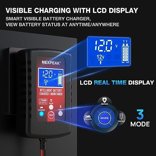 4-Pack 1.75A Car Battery Charger, 6V &12V Smart Battery Trickle Charger - 1