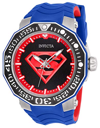 Invicta Men's DC Comics Blue Silicone Band Steel Case Automatic Black Dial Analog Watch 27091