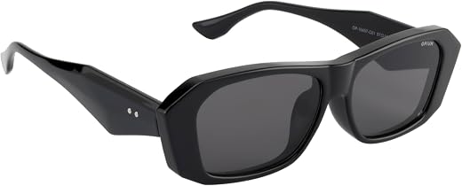 opium Hexagon Sunglasses for Women | Uv Protection Grey Lens | TR-90 Black Frame