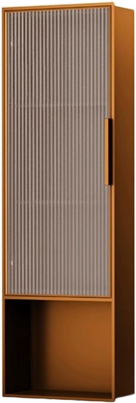 Recessed Shower Niche, Stainless Steel Bathroom Storage Shelf with Door, Wall Mount Water Proof Wall Organizer Rack for Kitchen Bedroom Storage(Gold-A,31.5x22x120cm)