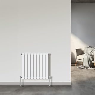 Horizontal 600x612 Flat Panel Column Radiator Bathroom Central Heating Single Gloss White
