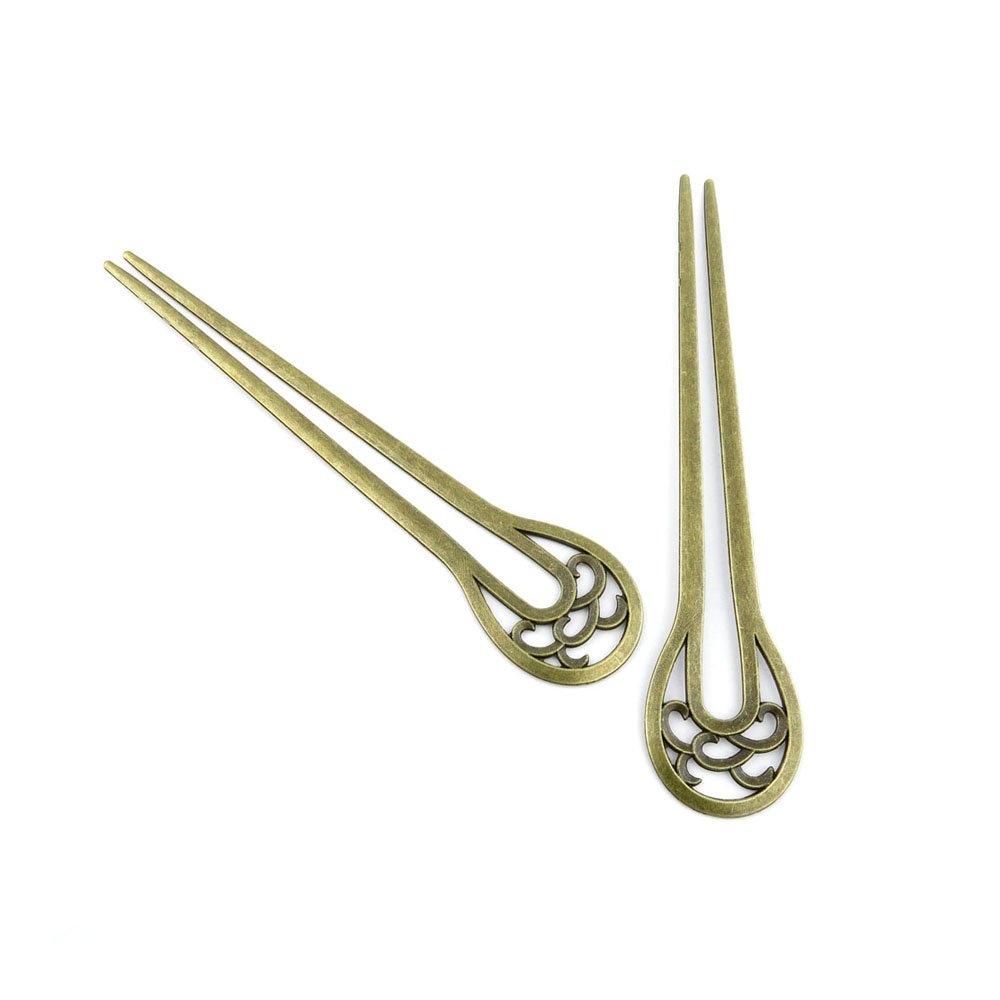 Price per 30 Pieces Antique Bronze Jewelry Making Charms Findings Supplies 09669 Hairpin Head Pins Craft Ancient Repair Lots DIY Pendant Vintage