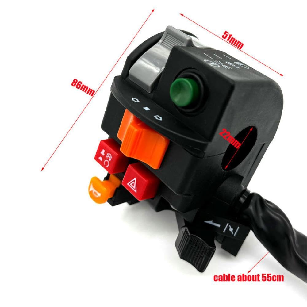 22mm Motorcycle Handlebar Switch Assembly with Choke Horn Button Turn Electric Start and Headlight Control Compatible with Universal Motorcycle Automotive Parts