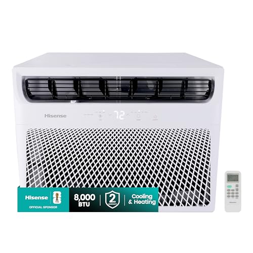 Hisense WCH08R25A Window Air Conditioner, White, 8,000 BTU Heat and Cool, 4 modes (Cooling, Heating, Fan, Dehumidifier), Easy Installation, 2 Years Warranty