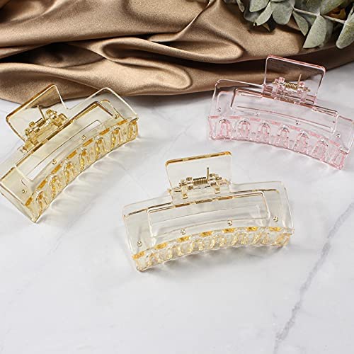 Starvis Rectangle water transparent colors Hair Claw Hair Clips for Women, 3 Pieces-image-48