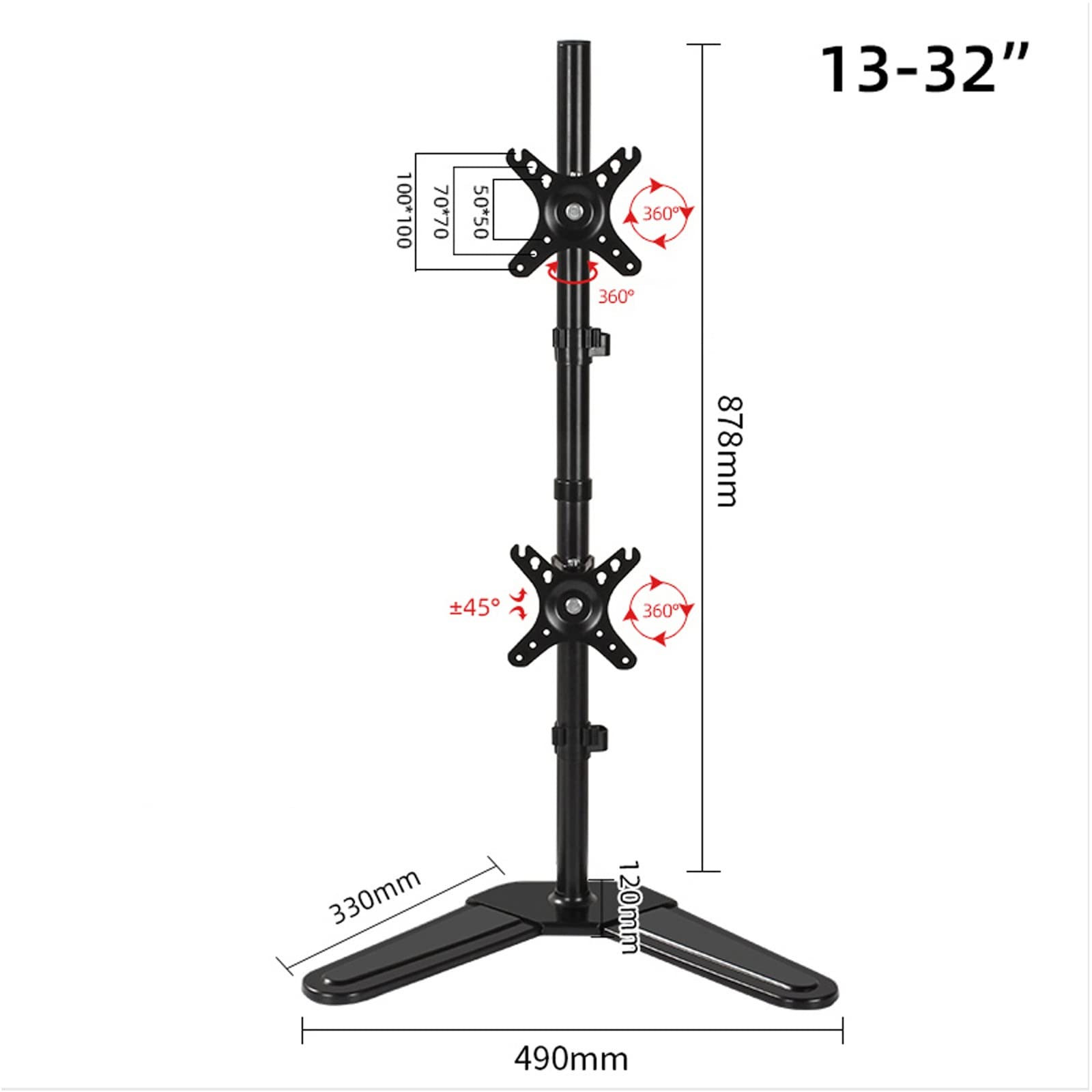 Supporto Doppio per Monitor, Supporto da Scrivania Autoportante per 2 Schermi Fino A 32 Pollici, con Altezza Regolabile, Girevole, Inclinabile E Ruotabile.
