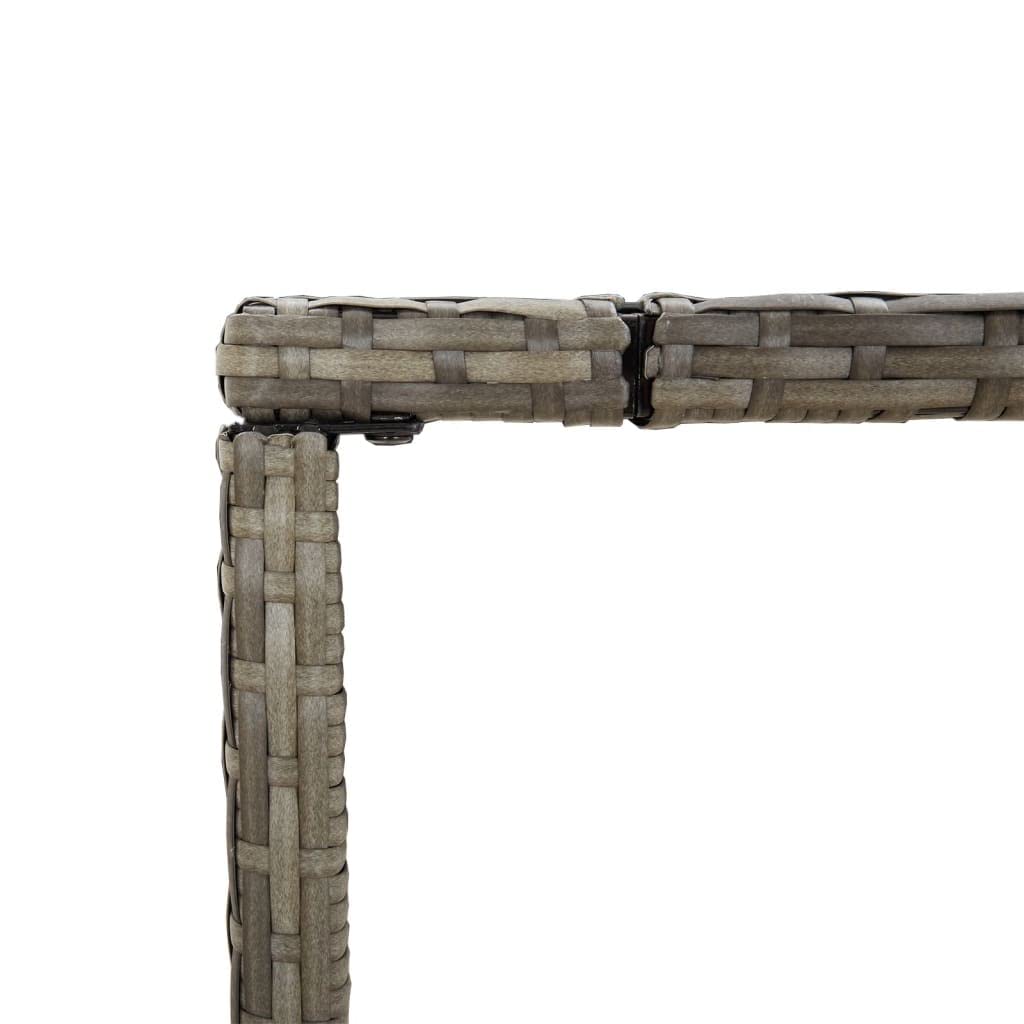vidaXL Mesa Alta Bar con Superficie Vidrio ratán PE Gris 180x70x110 cm, Mesa de Fiesta, Mesa de Pub, Mesa de Barra de Desayuno, Mesa Bistro