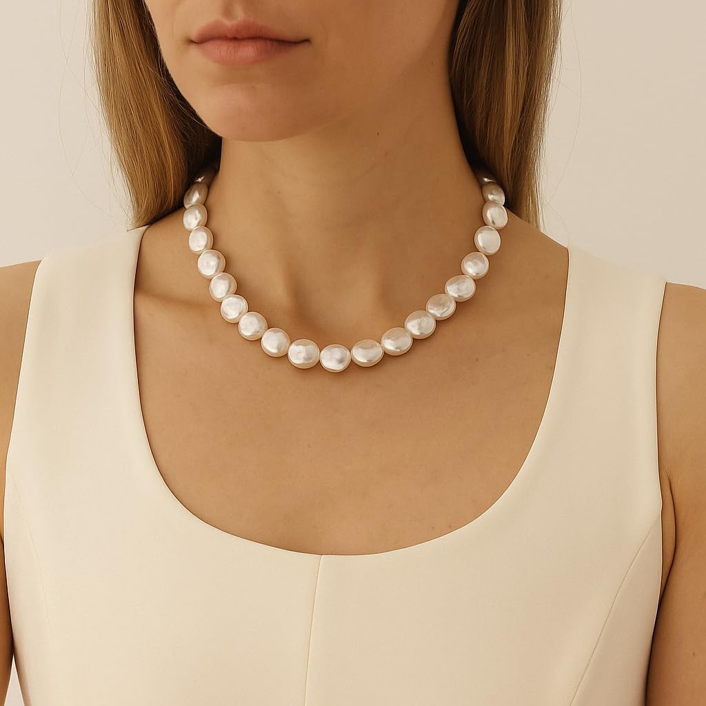 Chunky Pearl Choker Necklaces for Women,Irregular Pearl Beaded Choker Wedding Necklace Delicate Jewelry for Women Simple Bridesmaid Jewelry Gifts - Image 3