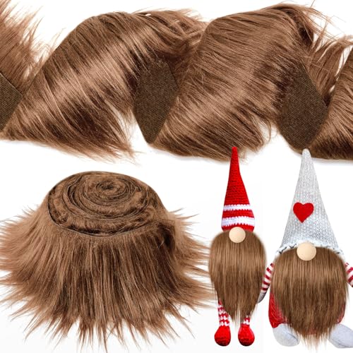 Tatuo 2 X 100 Inch Brown Fake Fur Fabric for Crafts Sewing DIY