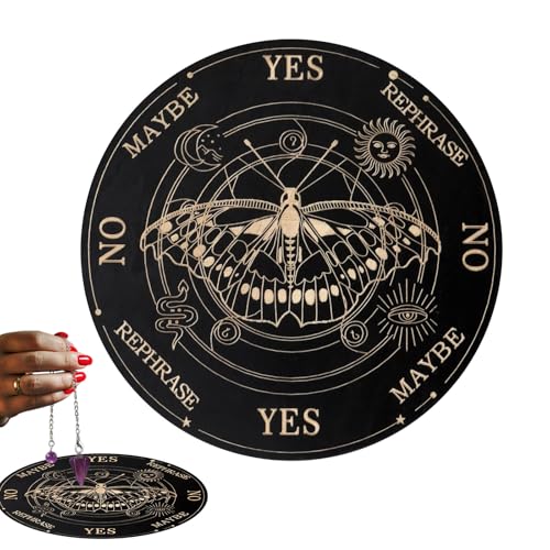 Krujecnt 木製オラクルボード - 15cm はい/いいえ 占い振り子ボード スピリチュアルガイダンス用 | 家の祭壇の装飾 & 占星術愛好家へのプレゼント - 15x0.3cm