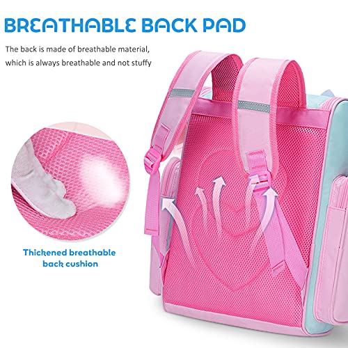 Barakara Mochila Unicórnio para crianças, Mochila impermeável e leve com compartimentos e listras re