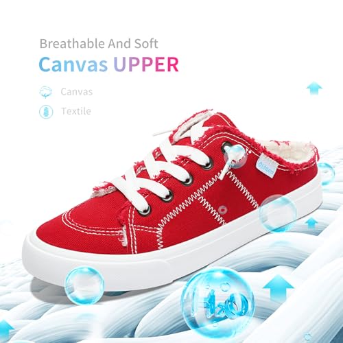 Image of Obtaom Women Canvas Mules Memory Foam Clipper Fashion Sneakers Comfortable Slip-On Mule Backless Holiday Shoes