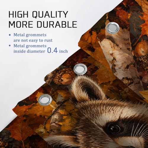 Rideau de douche rustique haut de gamme jaune automne motif raton laveur et tapis