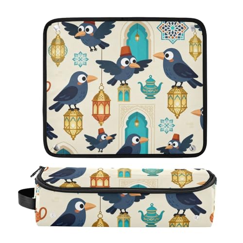 Funda para Laptop con Tapete de Hierro 13 y 14 Pulgadas con Diseño de Pájaro y Linterna, Portátil, Impermeable, Abierta y Plana para Viajes miniatura 3