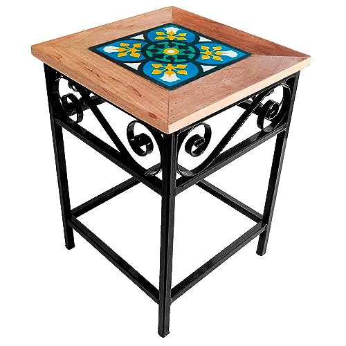 Banco Banquinho Banqueta Mesa de cabeceira De Ferro E Madeira Rústico Premium 45 cm de Altura (S03)