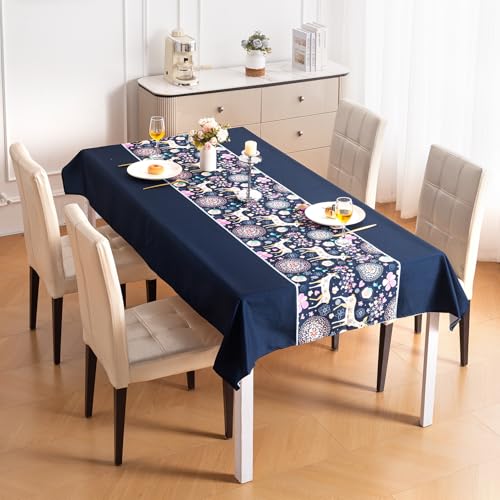 Image of HOKIPO Modern Grace Table Cloth for 4 Seater, 55x71 in, Blossom Stag