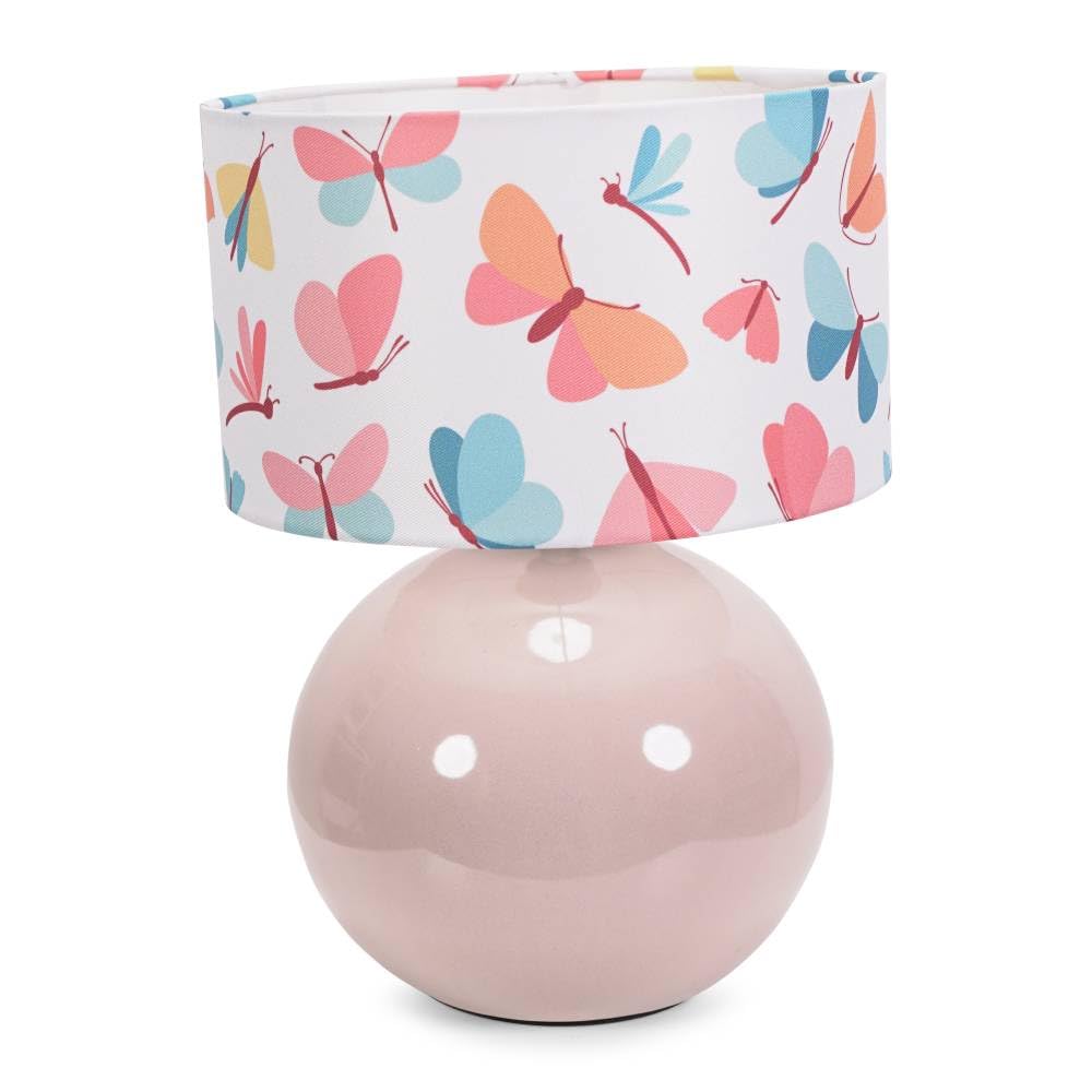 Valuelights Bosco Stone Natural Ceramic Table Lamp With Butterfly Drum Shade