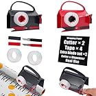 (2-Pack) Wrapping Paper Cutter Whit Tape Dispenser Dual Use with 4 Tapes,2 Replace Blades Kit for Birthday Gift Wrap Paper Roll Cutter Tool Tube Holder Slidding Slicing for Christmas Holiday