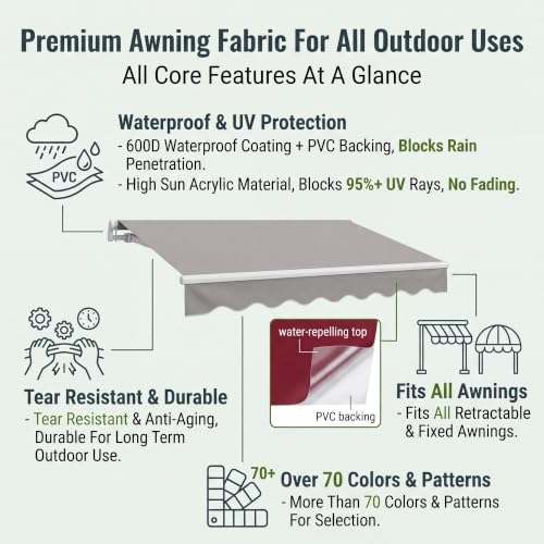 Tela de repuesto para toldo retráctil acrílica e impermeable de 580x300 cm para terrazas 8